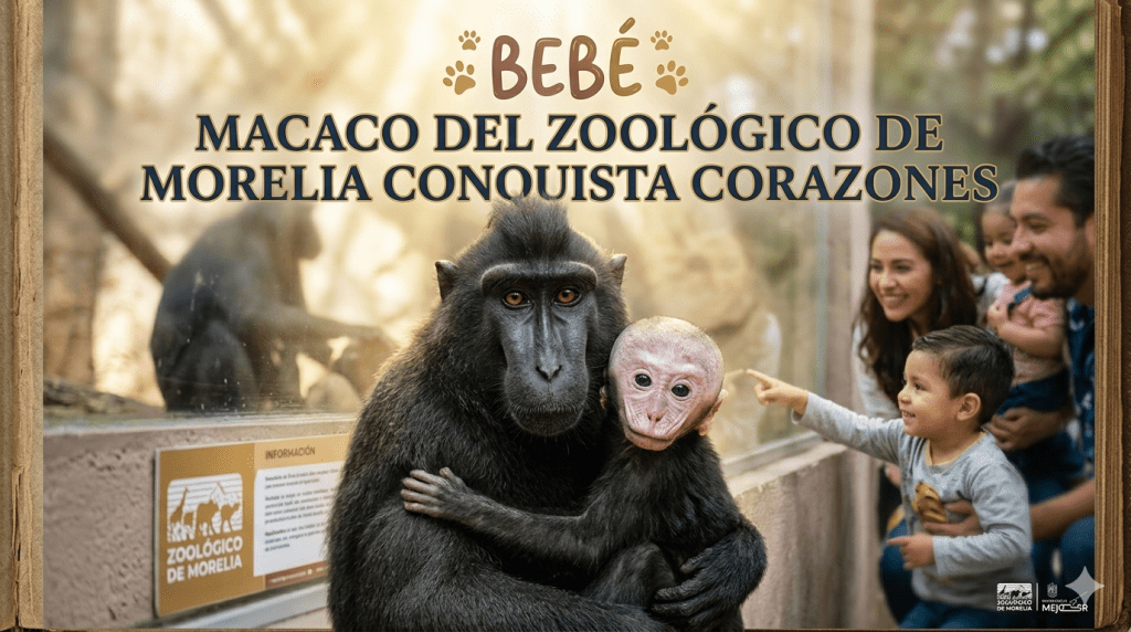 Bebé macaco de Tonkeana en el Zoológico de Morelia