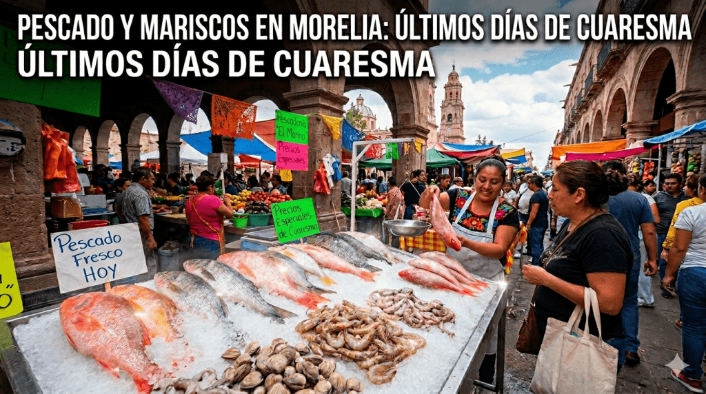 Venta de pescado fresco en Morelia durante Cuaresma