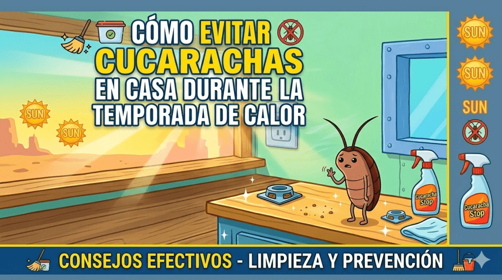 Cucaracha en cocina durante temporada de calor en casa