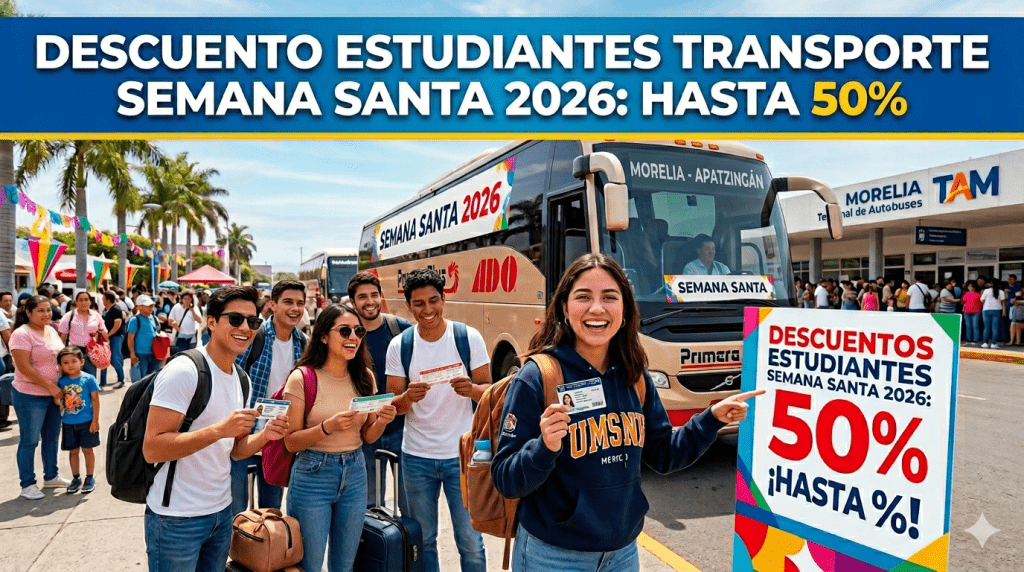 Estudiantes viajando en autobús con descuento en Semana Santa